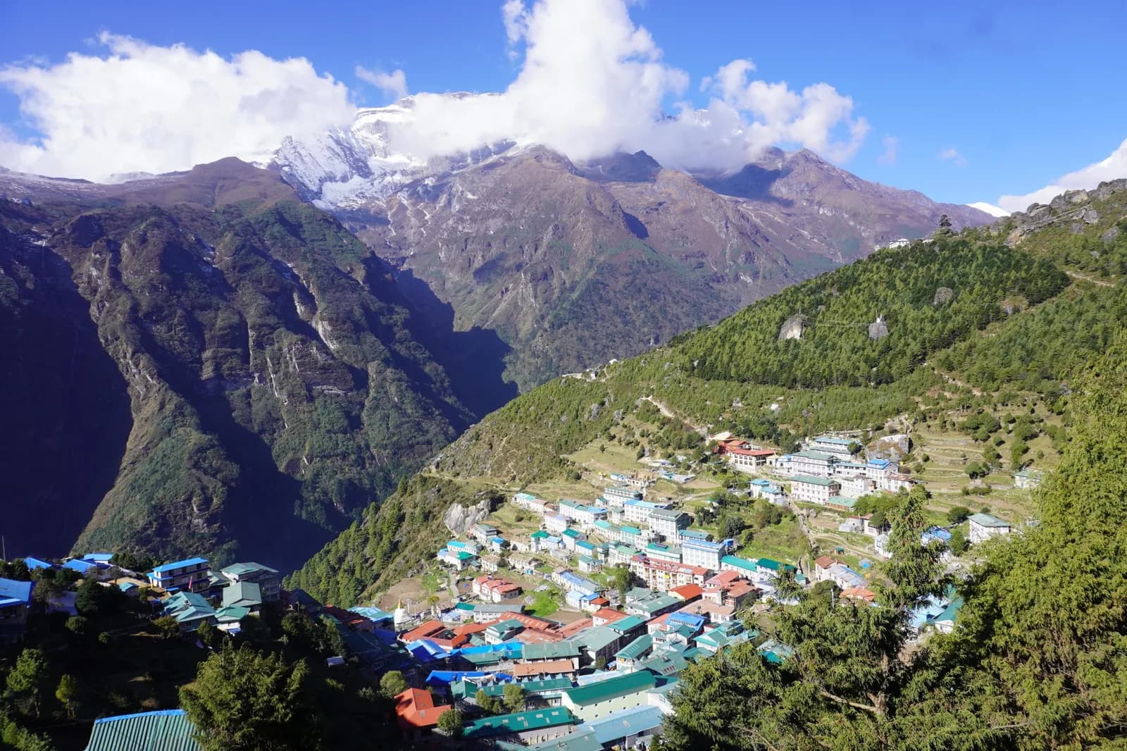 Namche Bazaar, the Sherpa town in its hillside amphitheatre